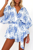 Sexy Geometric Print Bandage V Neck Rompers(4 Colors)