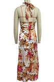 Cute Elegant Floral Backless Halter Printed Dress Dresses(3 Colors)