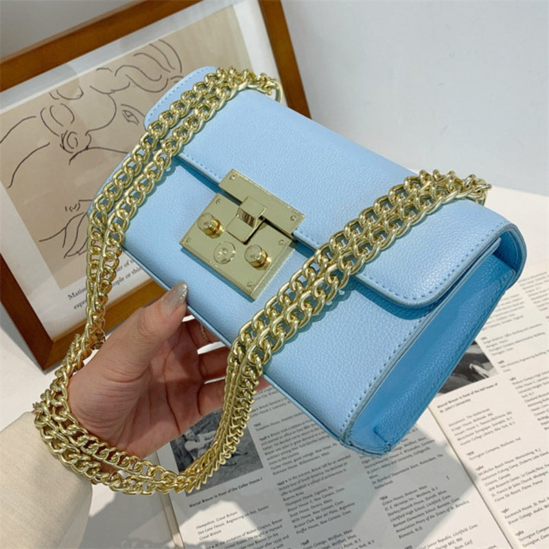 Fashion Casual Solid Patchwork Chains Shoulder Bag