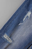 Casual Street Patchwork Ripped Straight Denim Jeans(3 Colors)