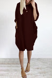 Vestidos casuais de cor sólida com decote em O de manga comprida (11 cores)