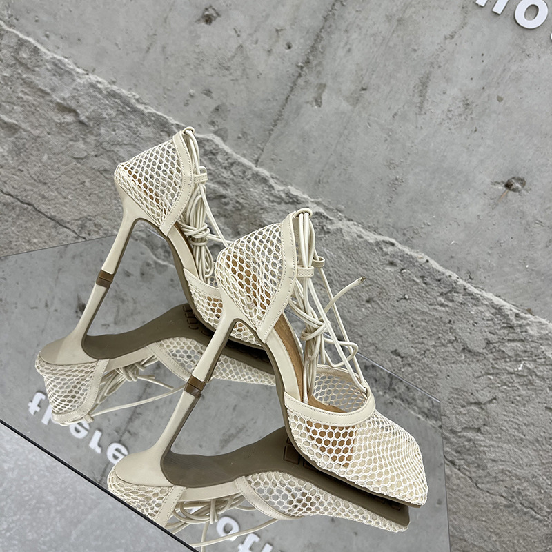 Sexy Bandage Mesh Closed Out Door Shoes