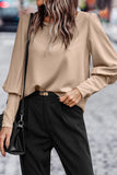 Elegant Solid Buttons O Neck Tops(5 Colors)