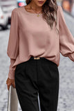 Elegant Solid Buttons O Neck Tops(5 Colors)