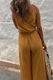 Sexy Simplicity Solid Asymmetrical V Neck Loose Jumpsuits