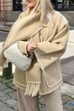 Prendas de abrigo informales con cuello de bufanda en contraste con borlas sólidas de estilo británico (5 colores)