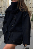Prendas de abrigo informales con cuello de bufanda en contraste con borlas sólidas de estilo británico (5 colores)