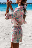 Casual Vacation Geometric Printing Turndown Collar Long Sleeve Two Pieces