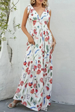 Sweet Elegant Floral With Bow V Neck Printed Dress Dresses