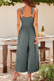 Casual Simplicity Solid Pocket Backless V Neck Loose Jumpsuits(13 Colors)