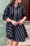 Elegant Striped Make Old Shirt Collar A Line Dresses