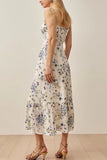 Sweet Elegant Floral Frenulum V Neck Waist Skirt Dresses