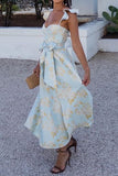 Vintage Elegant Print Frenulum Square Collar Princess Dresses(3 Colors)