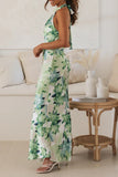 Cute Elegant Floral Backless Halter Printed Dress Dresses(3 Colors)