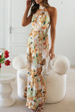 Cute Elegant Floral Backless Halter Printed Dress Dresses