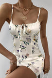 Sexy Floral Frenulum Square Collar Printed Dress Dresses