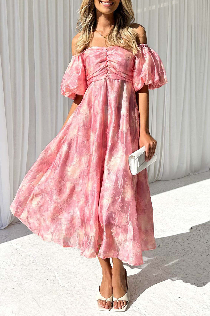 Sweet Elegant Solid Fold Off the Shoulder A Line Dresses
