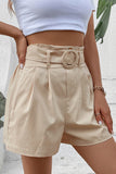 Casual Solid Pocket Fold Loose High Waist Straight Solid Color Bottoms