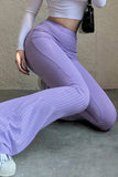 Casual Simplicity Solid Make Old High Waist Speaker Solid Color Bottoms