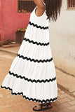 Sexy Simplicity Print Ripple Contrast U Neck Sleeveless Dress Dresses(4 Colors)