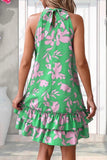 Sexy Floral Flounce Halter Printed Dress Dresses