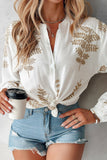 Casual Embroidery Basic Shirt Collar Blouses