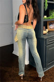 Casual Vintage Patchwork Low Waist Skinny Denim Jeans