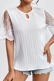 Elegant Solid Lace O Neck Tops