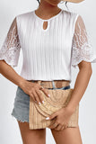 Elegant Solid Lace O Neck Tops