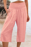Casual Simplicity Solid Pocket Loose High Waist Wide Leg Solid Color Bottoms