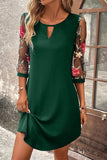 Elegant Solid Lace Embroidered O Neck A Line Dresses