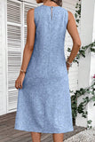 Casual Simplicity Solid Pocket O Neck Sleeveless Dresses