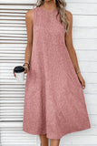 Casual Simplicity Solid Pocket O Neck Sleeveless Dresses