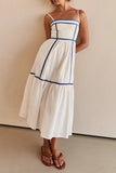 Casual Ripple Patchwork Contrast Sling Dresses
