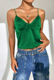 Sexy Solid Fold Knotted V Neck Tops