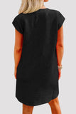 Casual Sportswear Solid Pocket Texture O Neck A Line Short Sleeve Dress