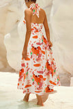Bohemian Elegant Floral Contrast Mandarin Collar Printed Dresses