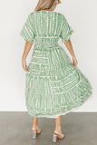 Vintage Vacation Striped Print Patchwork V Neck Printed Dresses