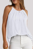 Casual Simplicity Solid Fold O Neck Tops