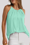 Casual Simplicity Solid Fold O Neck Tops
