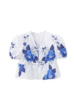 Casual Not Positioning Printed Flowers Frenulum V Neck Blouses