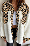 Ropa de abrigo casual con cuello vuelto y unión dividida de leopardo