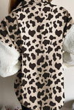 Ropa de abrigo casual con cuello vuelto y unión dividida de leopardo