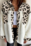 Moda Casual Leopard Split Joint Turndown Collar Outerwear