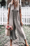 Fashion Casual Solid O Neck Straight Jumpsuits