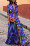 Fashion Sweet Striped Turndown Collar Shirt Dress Dresses(4 Colors)