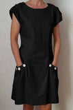 Fashion Street Solid Patchwork O Neck A Line Dresses(5 Colors)