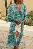 Moda vintage estampa patchwork decote em V vestidos estampados (5 cores)