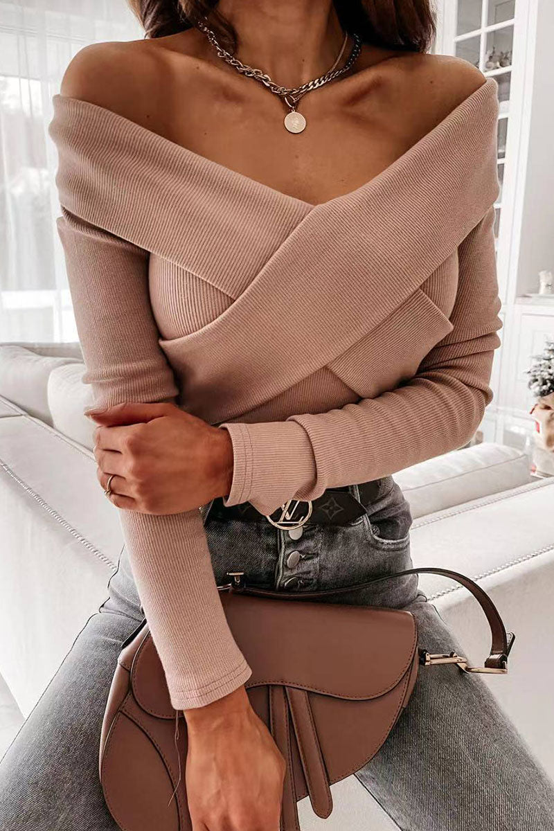 Fashion Sexy Solid V Neck Tops(3 colors)