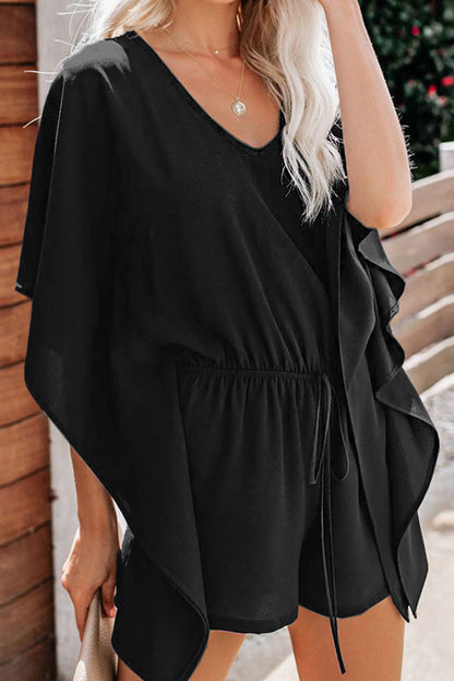 Fashion Casual Solid Frenulum V Neck Loose Jumpsuits